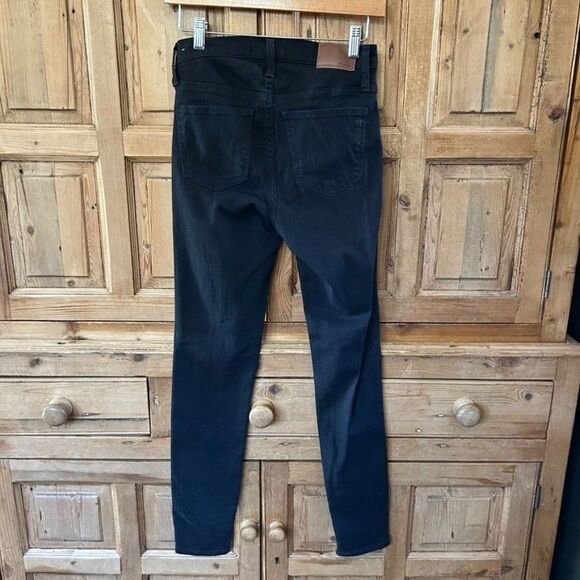 Madewell 26 Jeans Black Denim High Rise 9” Skinny Button‎ Zipper Pockets Lunar - Picture 6 of 11